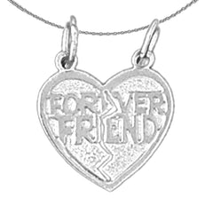 Colgante de plata de ley con forma de corazón para siempre amigo (chapado en rodio o oro amarillo)