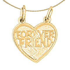Sterling Silver Forever Friend In Heart Pendant (Rhodium or Yellow Gold-plated)