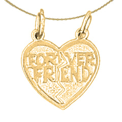 Anhänger „Forever Friend In Heart“ aus Sterlingsilber (rhodiniert oder gelbvergoldet)