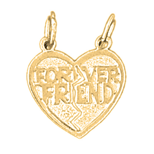 Yellow Gold-plated Silver Forever Friend In Heart Pendant