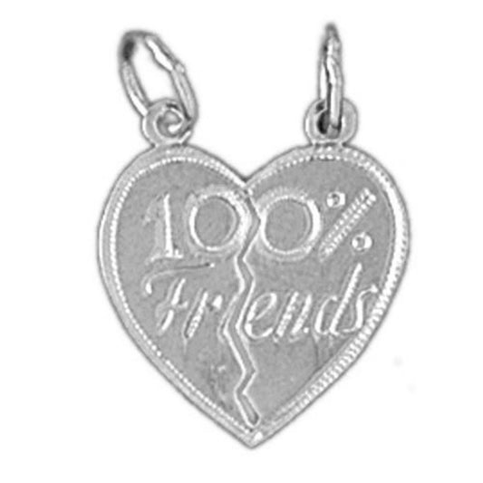 Sterling Silver 100% Friends In Heart Pendant