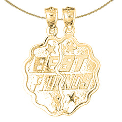 Sterling Silver Best Friends Pendant (Rhodium or Yellow Gold-plated)