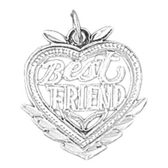 Sterling Silver Best Friend In Heart Pendant