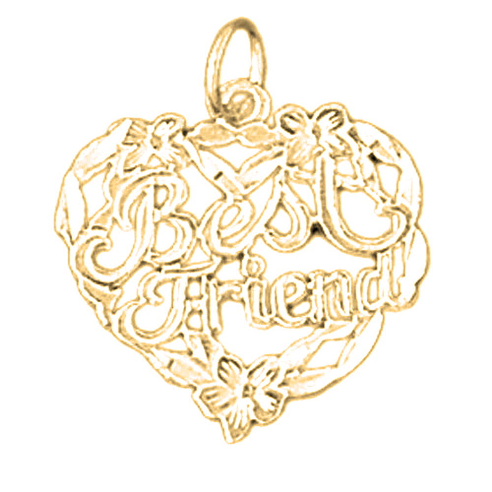 Yellow Gold-plated Silver Best Friend In Heart Pendant