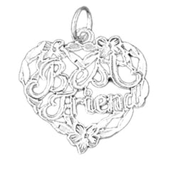 Sterling Silver Best Friend In Heart Pendant