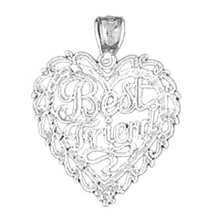 Sterling Silver Best Friend In Heart Pendant