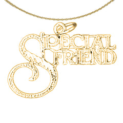 Sterling Silver Special Friend Pendant (Rhodium or Yellow Gold-plated)