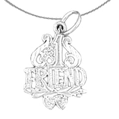 Sterling Silver #1 Friend Pendant (Rhodium or Yellow Gold-plated)