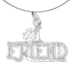 Sterling Silver #1 Friend Pendant (Rhodium or Yellow Gold-plated)