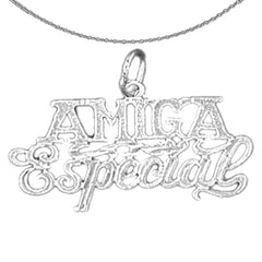 Sterling Silver Amiga Especial Pendant (Rhodium or Yellow Gold-plated)