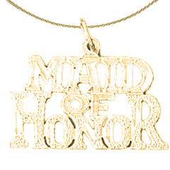 Sterling Silver Maid Of Honor Pendant (Rhodium or Yellow Gold-plated)