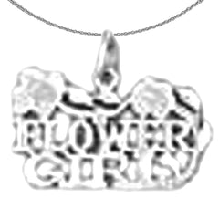 Colgante de niña de las flores de plata de ley (bañado en rodio o oro amarillo)