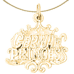 Sterling Silver German Pricess Pendant (Rhodium or Yellow Gold-plated)