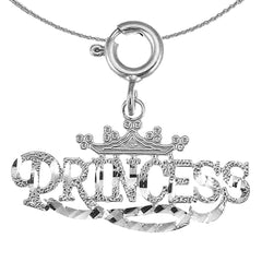 Sterling Silver Princess Pendant (Rhodium or Yellow Gold-plated)