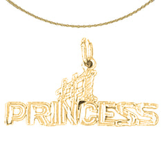 Sterling Silver #1 Princess Pendant (Rhodium or Yellow Gold-plated)