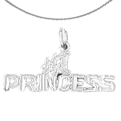 Sterling Silver #1 Princess Pendant (Rhodium or Yellow Gold-plated)