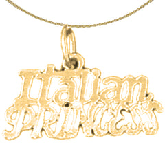 Colgante de princesa italiana de plata de ley (bañado en rodio o oro amarillo)