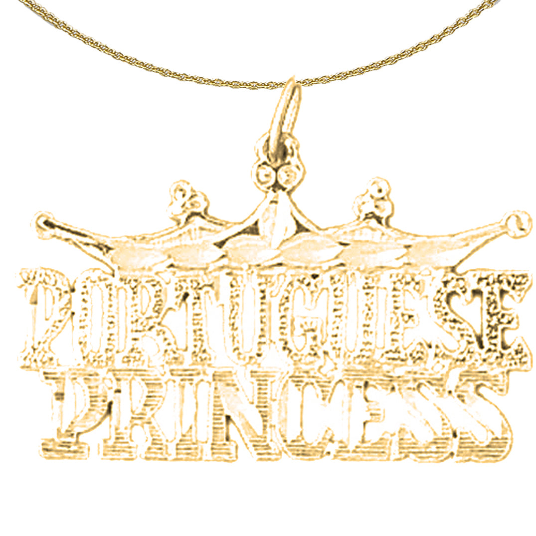 Sterling Silver Portuguese Princess Pendant (Rhodium or Yellow Gold-plated)
