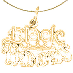 Sterling Silver Black Princess Pendant (Rhodium or Yellow Gold-plated)
