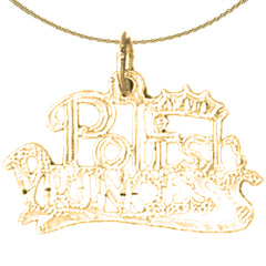 Sterling Silver Polish Princess Pendant (Rhodium or Yellow Gold-plated)