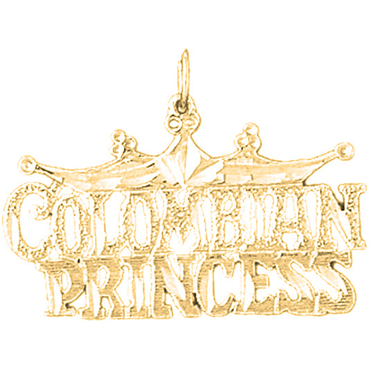 Yellow Gold-plated Silver Colombian Princess Pendant