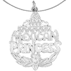 Colgante de princesa mexicana de plata de ley (bañado en rodio o oro amarillo)