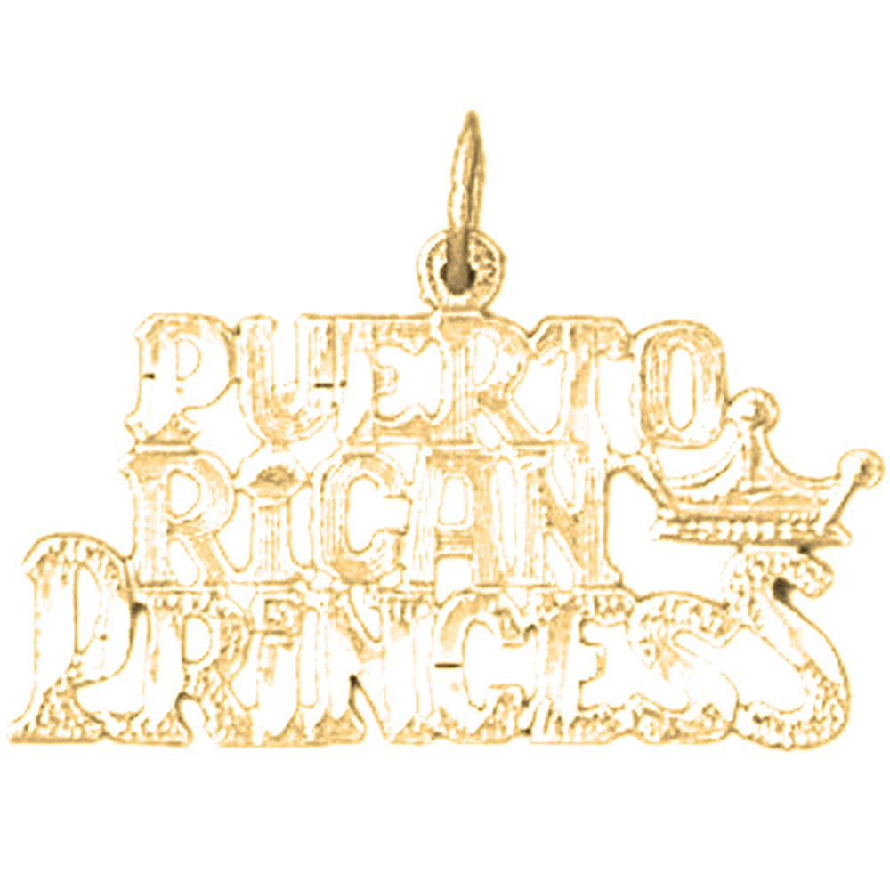 Yellow Gold-plated Silver Puerto Rican Princess Pendant