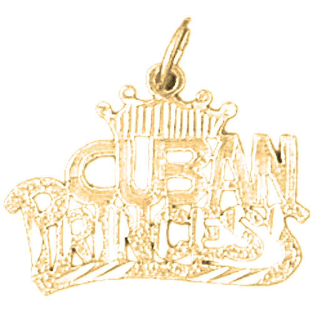 Yellow Gold-plated Silver Cuban Princess Pendant