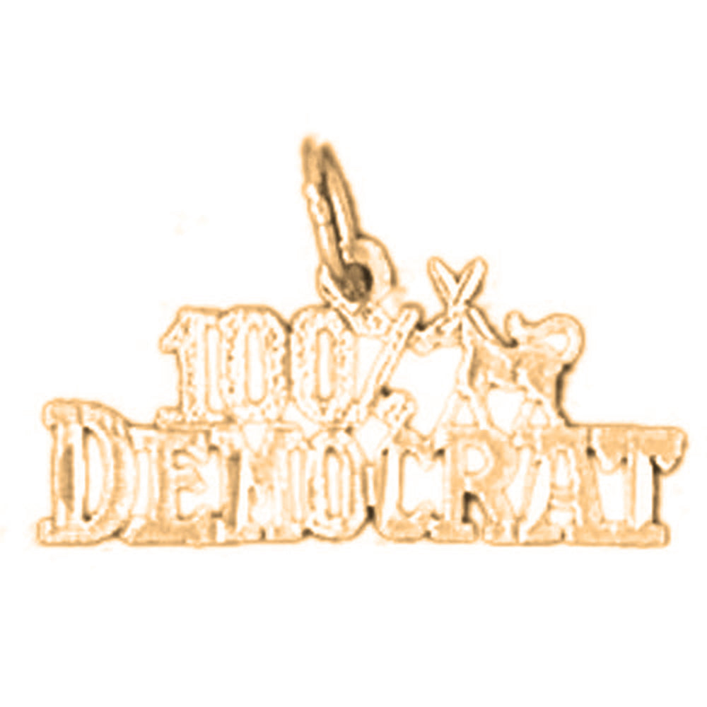 Yellow Gold-plated Silver 100% Democrat Pendant