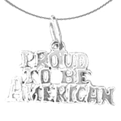 Sterling Silver Proud To Me American Pendant (Rhodium or Yellow Gold-plated)