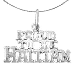 Sterling Silver Proud To Me Haitian Pendant (Rhodium or Yellow Gold-plated)