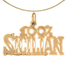 Sterling Silver 100% Sicilian Pendant (Rhodium or Yellow Gold-plated)