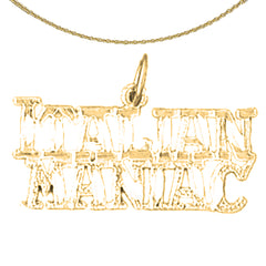 Sterling Silver Italian Maniac Pendant (Rhodium or Yellow Gold-plated)