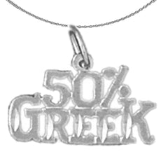 Sterling Silver 50% Greek Pendant (Rhodium or Yellow Gold-plated)