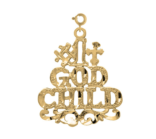 14K or 18K Gold #1 Godchild Saying Pendant