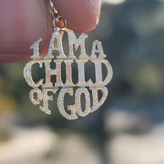 Colgante de plata de ley con texto en inglés "Soy un hijo de Dios" (chapado en rodio o oro amarillo)