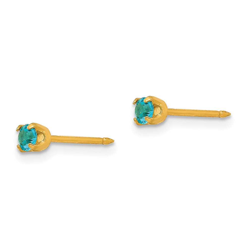 Inverness 14K Yellow Gold 3mm December Crystal Birthstone Post Earrings
