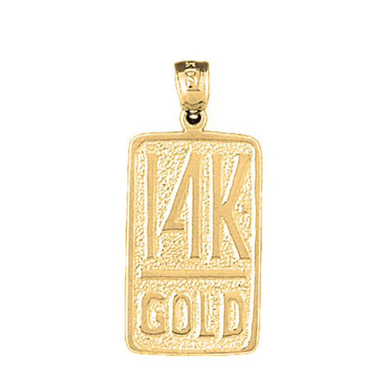 10K, 14K or 18K Gold Stamped "10K, 14K or 18K Gold" Bar Saying Pendant