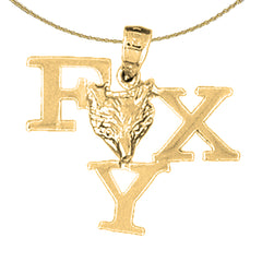 10K, 14K or 18K Gold Foxy with Fox Head Saying Pendant