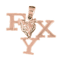 10K, 14K or 18K Gold Foxy with Fox Head Saying Pendant