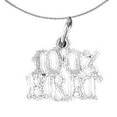 Sterling Silver 100% Brat Saying Pendant (Rhodium or Yellow Gold-plated)
