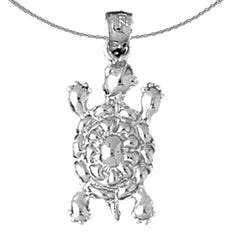 Sterling Silver Turtle Pendant (Rhodium or Yellow Gold-plated)