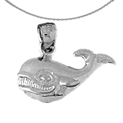 Sterling Silver Whale Pendant (Rhodium or Yellow Gold-plated)