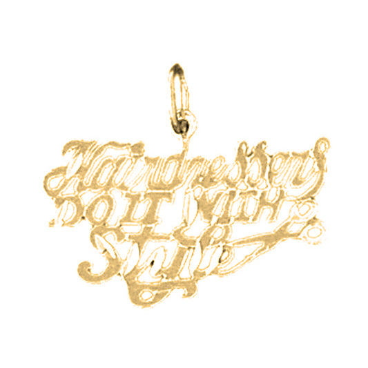 14K or 18K Gold Hairdressers Do It With Style Saying Pendant