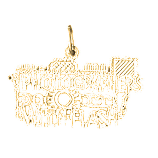 14K or 18K Gold Photographers Do It With A Flash Saying Pendant