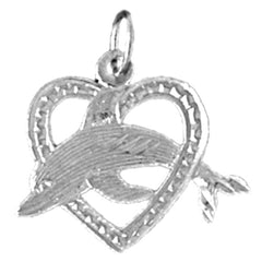 Sterling Silver Dolphin Jumping Through Heart Pendant