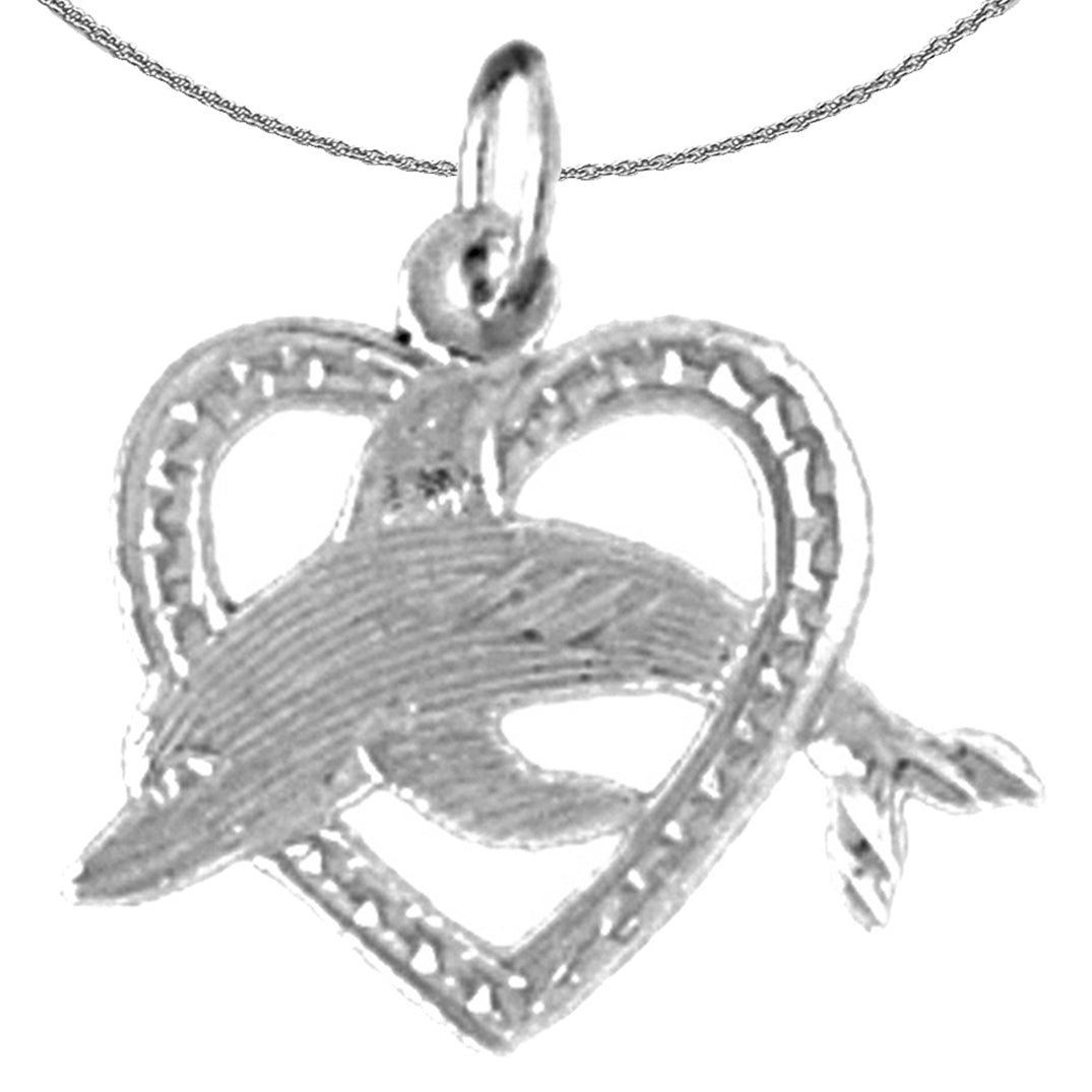 14K or 18K Gold Dolphin Jumping Through Heart Pendant