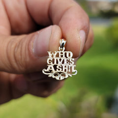 Sterling Silver Who Gives A Shit Saying Pendant (Rhodium or Yellow Gold-plated)