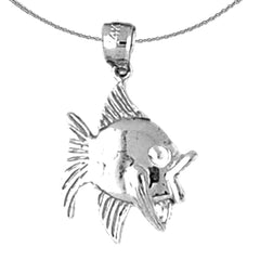 Sterling Silver Fish Pendant (Rhodium or Yellow Gold-plated)