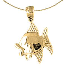 Sterling Silver Fish Pendant (Rhodium or Yellow Gold-plated)